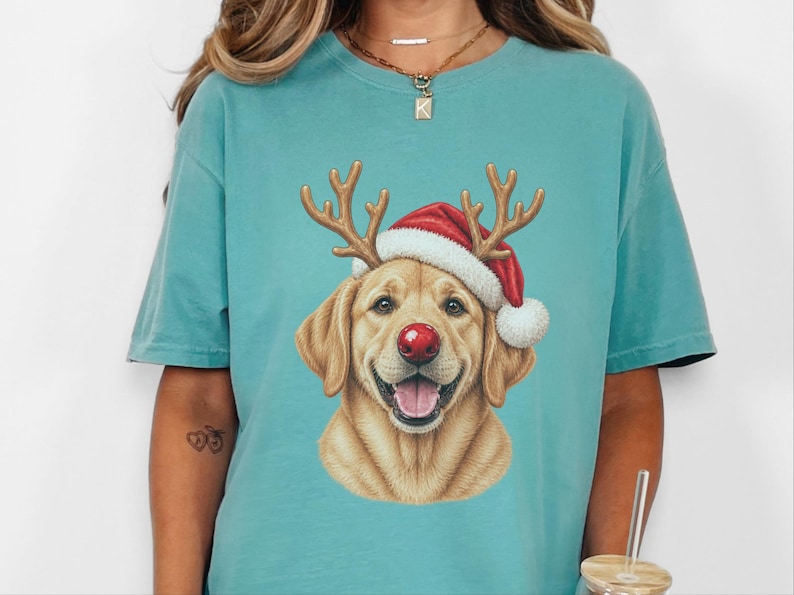 Christmas Dog Shirt, Yellow Lab Gift, Holiday Dog Sweater, Lab Mom Sweatshirt, Santa Paws Christmas image 1