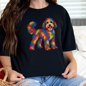 Sheepadoodle Shirt, Sheepadoodle Gift, Colorful Dog Art, Sheepadoodle Mom, Scribble Print, Pet Portrait Tee, Dog Lover Shirt image 6