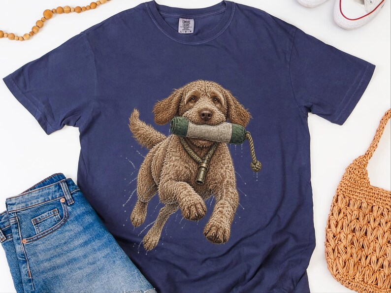 Labradoodle Shirt, Labradoodle Gift, Waterfowl Hunter, Hunting Dog Art, Outdoor Enthusiast, Duck Hunting Tee, Doodle Dog Dad Gift image 7