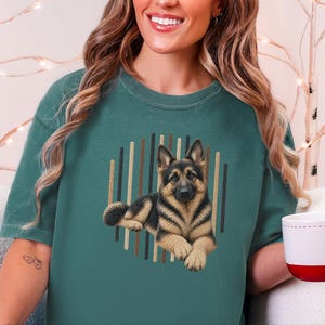 T-shirt met Duitse Herder-hond, cadeau voor Duitse Herder-moeder, T-shirt voor liefhebbers van Duitse Herders, cadeau voor hondengeleider, kleding voor hondenbezitters afbeelding 8