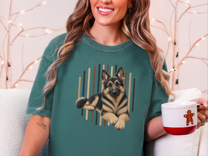 T-shirt met Duitse Herder-hond, cadeau voor Duitse Herder-moeder, T-shirt voor liefhebbers van Duitse Herders, cadeau voor hondengeleider, kleding voor hondenbezitters afbeelding 8