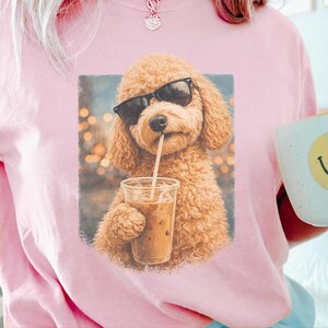 Comfort Colors Iced Coffee Goldendoodle Tee | Funny Cool Dog Shirt | Summer Fashion | Doodle Mom Dad Pet Owner, Iced Coffee Tee image 11