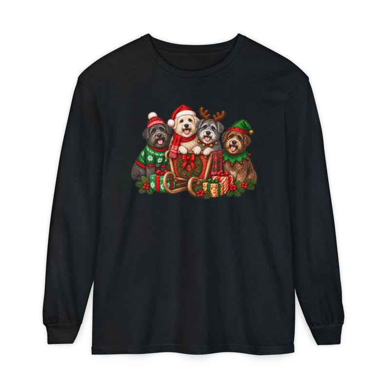 Schnoodle Christmas Shirt, Holiday Dog Lover Gift, Festive Puppy Sweatshirt, Christmas Dog Shirt image 13