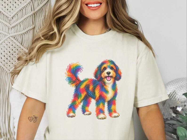 Bernedoodle-Shirt, Geschenkidee für Bernedoodle-Mama, Bunte Hunde-Motive, Doodle-Hunde-T-Shirt, Geschenkidee für Bernedoodle-Besitzer Bild 3