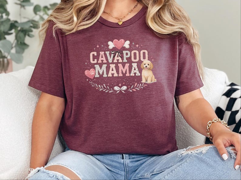 Cavapoo Mom Shirt, Cavapoo Mama Dog Lover T-Shirt, Dog Owner Gift, Fur Mama Tee, Puppy Parent Present for Pet Owners, Cavapoo Owner Gift image 5