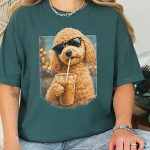 Comfort Colors Iced Coffee Goldendoodle Tee | Funny Cool Dog Shirt | Summer Fashion | Doodle Mom Dad Pet Owner, Iced Coffee Tee image 5