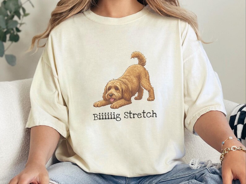 Comfort Colors Brown Doodle Dog Shirt, Biiiiig Stretch Funny Goldendoodle Print Tee, Labradoodle Dog Lover Gift, Fur Mama Puppy Present image 8