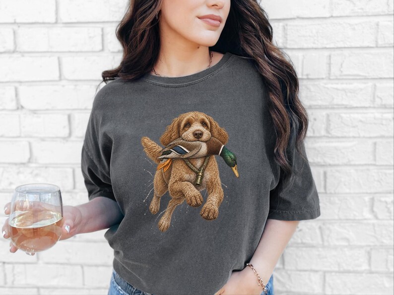 Duck Hunter Shirt, Cockapoo Dog Lover Gift, Waterfowl Hunting Tee, Mallard Duck Art, Outdoorsman Apparel image 8