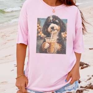 Comfort Colors Bernedoodle Tee | Iced Coffee Dog Shirt, Funny Canine Mom Gift | Dog Graphic Tee, Bernedoodle Lover Gift, Iced Coffee Tshirt image 2