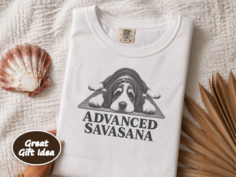 Bernedoodle Shirt, Yoga Teacher Gift, Bernedoodle Mom, Advanced Savasana, Yoga Lover Shirt, Meditation Tshirt, Funny Dog Tee image 4