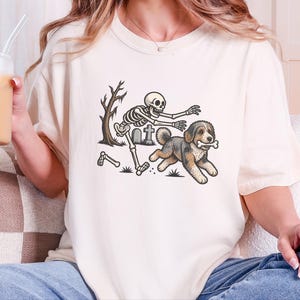 Skeleton Dog Shirt, Aussiedoodle Halloween Shirt, Spooky Dog Tee, Dog Lover Gift, Funny Skeleton Shirt image 7