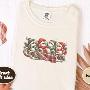 Christmas Birds Shirt, Holiday Bird Lover Gift, Winter Wildlife Tee, Cute Animal Sweatshirt, Festive Christmas Bird Shirt image 7