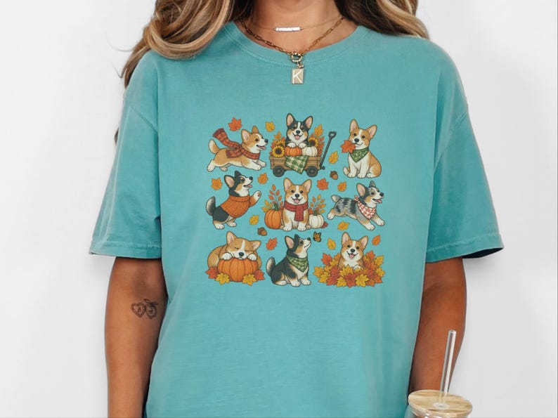 Autumn Corgi Shirt, Corgi Dog Gift, Fall Dog Mom Sweatshirt, Pumpkin Patch Tee, Corgi Lover Gift image 6