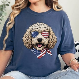 Comfort Colors Patriotic Maltipoo Dog Mom Shirt, 4th of July American Dog Lover Tee, USA Independence Day Maltipoo Owner T-Shirt imagen 8