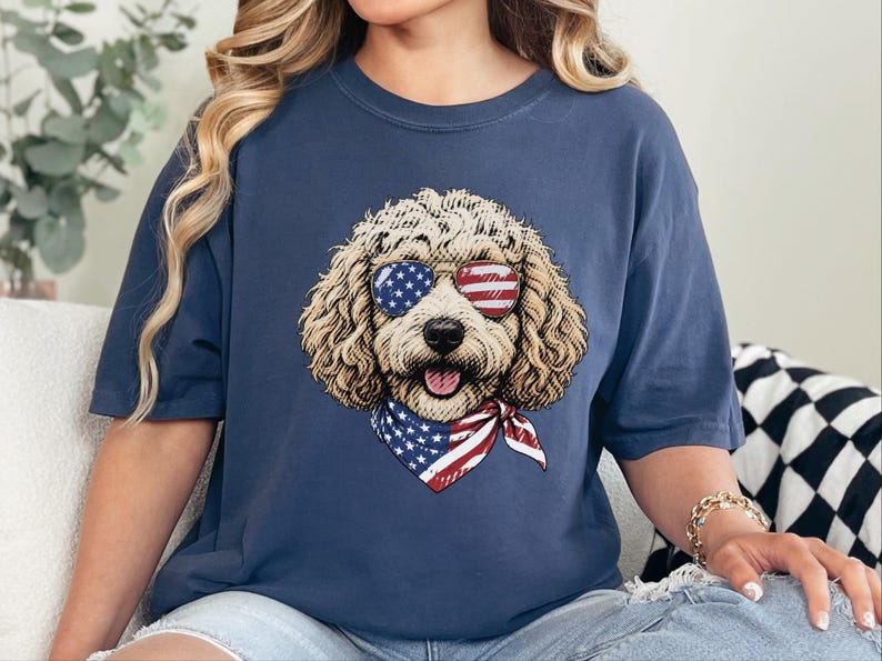 Comfort Colors Patriotic Maltipoo Dog Mom Shirt, 4th of July American Dog Lover Tee, USA Independence Day Maltipoo Owner T-Shirt imagen 8