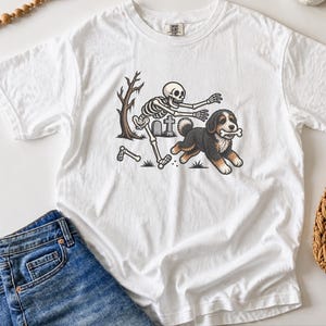 Bernedoodle Dog Shirt, Skeleton Dog Shirt, Halloween Pet Gift, Funny Bernedoodle Shirt, Halloween Dog Tee, Bernedoodle Mom Gift image 2