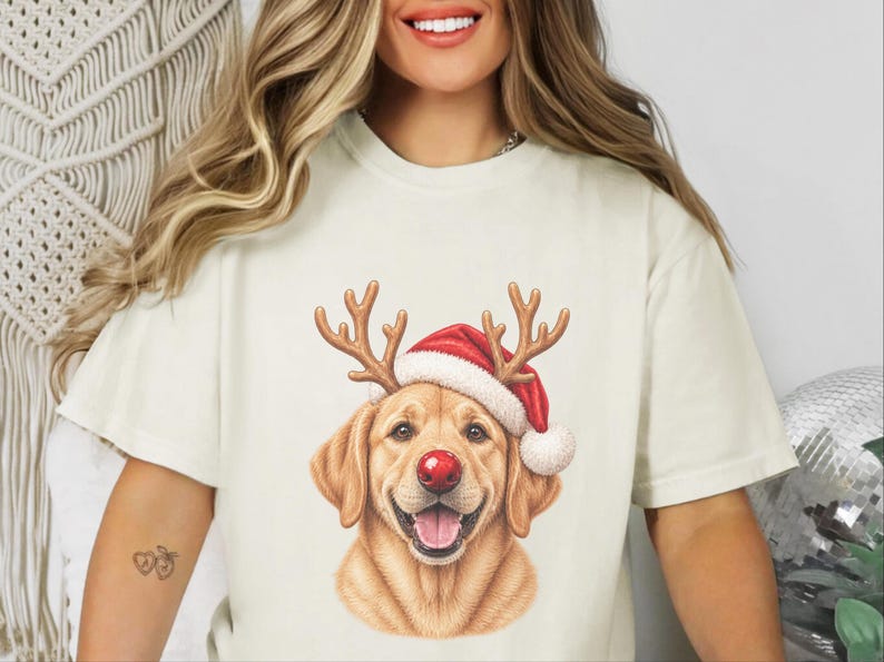 Christmas Dog Shirt, Yellow Lab Gift, Holiday Dog Sweater, Lab Mom Sweatshirt, Santa Paws Christmas image 10