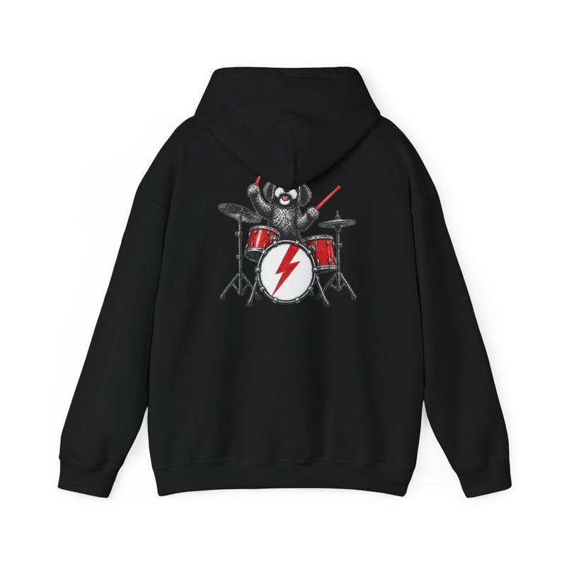 Cavapoo-shirt, cadeau voor Cavapoo-moeder, rockende drummer-shirt, hond die drumt, shirt voor muziekliefhebbers, rockband-shirt, grappig cadeau voor hondenbezitters afbeelding 11