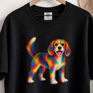 Camiseta de Beagle, Regalo colorido para amantes de los perros, Camiseta de cachorro arcoíris, Regalo para mamás de Beagle, Camiseta gráfica para dueños de perros imagen 7