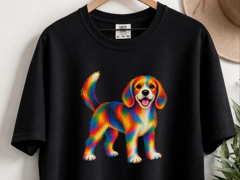 Camiseta de Beagle, Regalo colorido para amantes de los perros, Camiseta de cachorro arcoíris, Regalo para mamás de Beagle, Camiseta gráfica para dueños de perros imagen 7