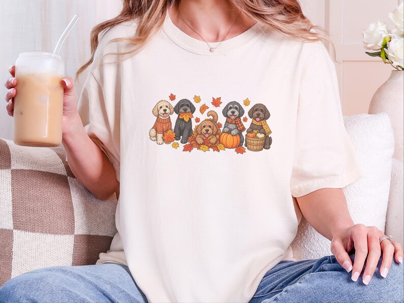 Schnoodle Fall Shirt, Dog Lover Gift, Autumn Harvest Tee, Doodle Dog Sweatshirt, Pumpkin Patch Crewneck, Fall Puppy Apparel image 10