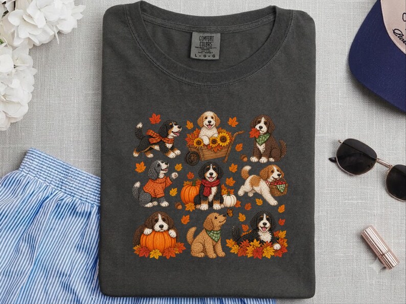 Herbstliches Bernedoodle-Shirt, Geschenk für Bernedoodle-Mama, Herbstliches Hunde-T-Shirt, Kürbis-Sweatshirt, Geschenk für Doodle-Liebhaber Bild 9