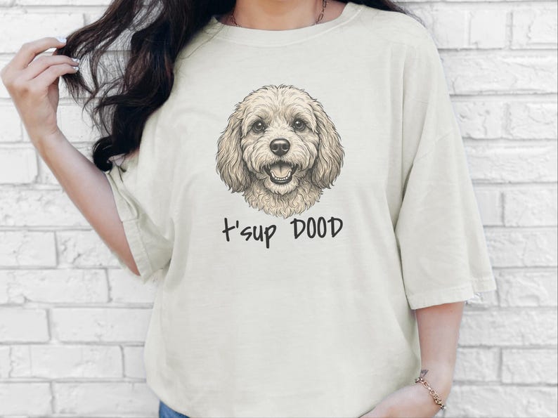 T-shirt Comfort Colors Goldendoodle Dog Mom, Sweat-shirt T'sup Dood Cavapoo, T-shirt graphique pour amoureux des Labradoodles, Col rond pour propriétaire de Bernedoodle image 6
