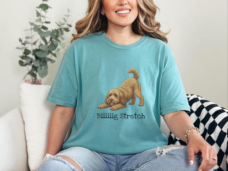 Comfort Colors Brown Doodle Dog Shirt, Biiiiig Stretch Funny Goldendoodle Print Tee, Labradoodle Dog Lover Gift, Fur Mama Puppy Present image 3