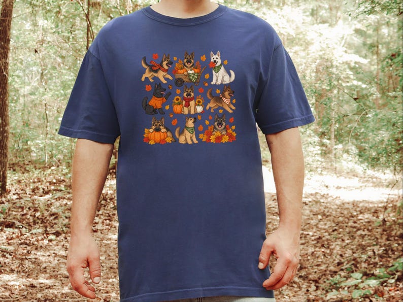 German Shepherd Fall Shirt, Autumn Dog Mom Gift, Cozy Season Sweatshirt, Puppy Lover Tee image 3