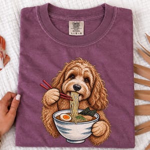 Camiseta de ramen para cockapoo, regalo para amantes de los fideos, camiseta de ramen para amantes de los perros, regalo divertido para dueños de cockapoo, camiseta de comida asiática imagen 2