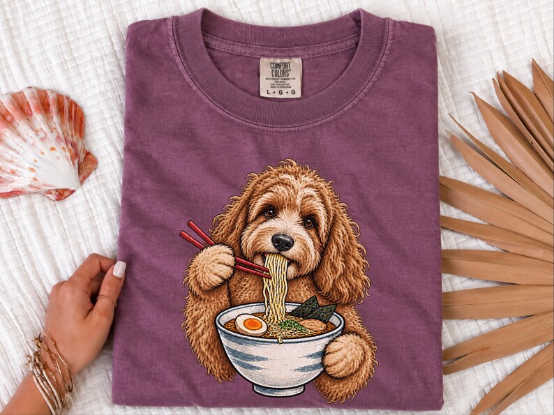 Camiseta de ramen para cockapoo, regalo para amantes de los fideos, camiseta de ramen para amantes de los perros, regalo divertido para dueños de cockapoo, camiseta de comida asiática imagen 2