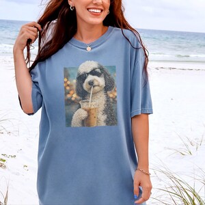 Comfort Colors Silly Dog Shirt, Iced Coffee Girly Tee, Sheepadoodle Cool Dog Mom Graphic Shirt, Coffee Lover Gift for Her, Dog Shirt Women image 3