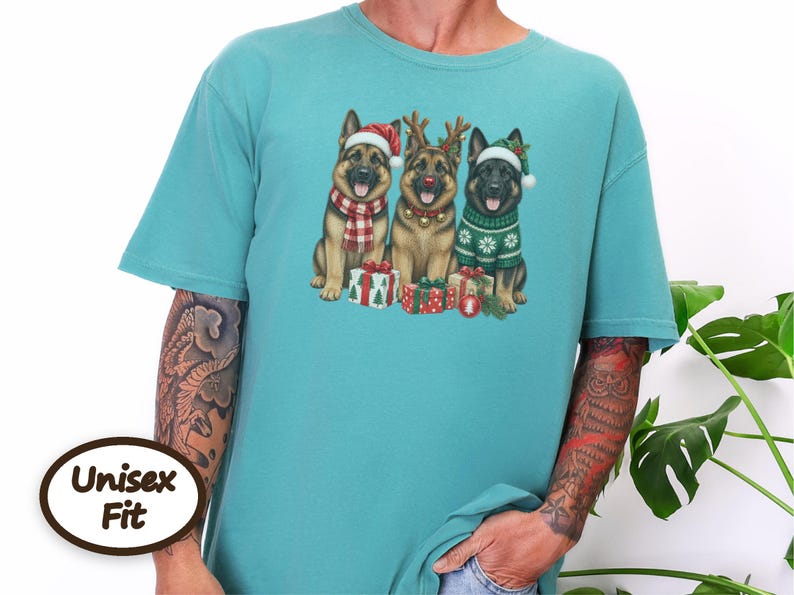German Shepherd Christmas Sweatshirt, Festive Dog Mom Gift, Holiday Puppy Crewneck, Christmas Dog Shirt, GSD Lover Present image 7
