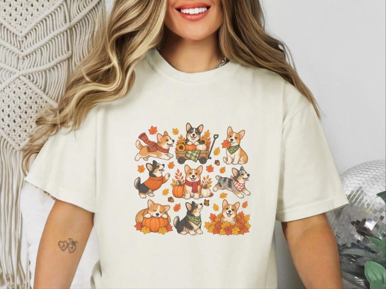 Autumn Corgi Shirt, Corgi Dog Gift, Fall Dog Mom Sweatshirt, Pumpkin Patch Tee, Corgi Lover Gift image 7