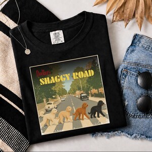 Comfort Colors Beatles Inspired Goldendoodle Shirt, The Doodles Shaggy Road Parody Tee, Retro Classic Rock Band Dog Mom Clothing image 5