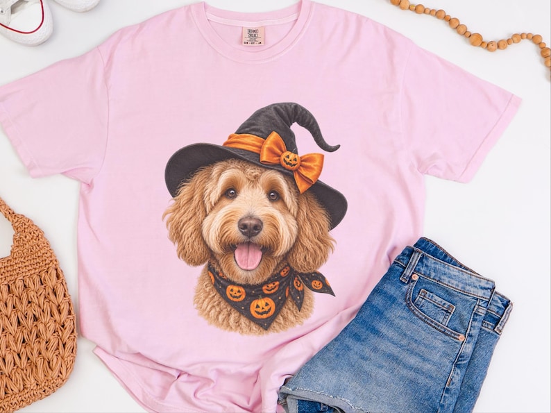 Halloween Dog Shirt, Goldendoodle Gift, Doodle Mom Gift, Witch Dog Shirt, Spooky Dog Lover, Fall Pet Sweatshirt image 2