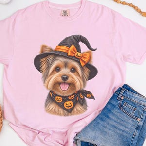 Yorkie Halloween Shirt, Yorkie Mom Gift, Witch Dog Shirt, Halloween Dog Shirt, Yorkie Lover Gift, Fall Dog Sweatshirt image 1