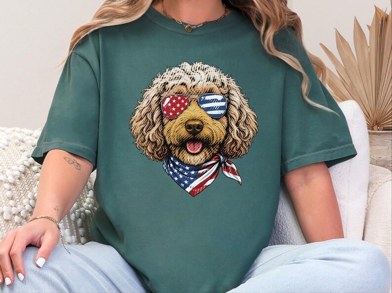 Comfort Colors Patriotic Dog Shirt, Cockapoo Goldendoodle Sweatshirt, American Heritage Independence Celebration Crewneck, Cockapoo Shirt immagine 4