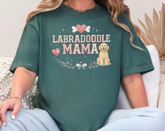 Pink Plaid Hearts Labradoodle Mom Shirt Cute Doodle Dog Lover Tee