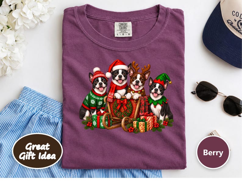 Boston Terrier Christmas Shirt, Boston Terrier Gift, Christmas Dog Shirt, Holiday Dog Lover Tee, Festive Pet Owner Gift image 5