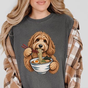 Labradoodle Shirt, Ramen Lover Gift, Labradoodle Mom Gift, Japanese Food Tee, Noodle Lover Shirt, Ramen Cat Art image 6