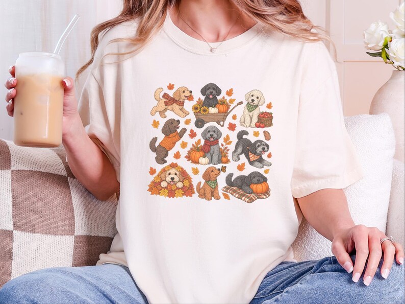 Schnoodle Fall Dog Shirt, Autumn Dog Lover Gift, Cute Puppy Sweatshirt, Pumpkin Patch Tee, Dog Mom Hoodie image 2