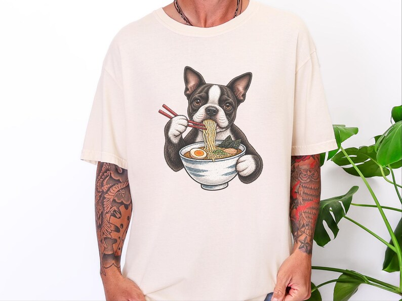 Boston Terrier Shirt, Ramen Lover Gift, Funny Dog Tee, Japanese Food Shirt, Boston Terrier Owner Gift, Noodle Lover T Shirt image 9