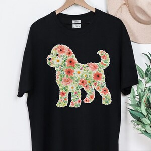Comfort Colors Cockapoo Silhouette Floral Shirt, Dog Mom Gift, Botanical Pet Lover Tee, Puppy Owner Present, Vintage Fur Baby image 1