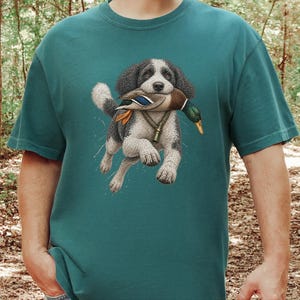 Sheepadoodle-Shirt, Geschenk für Entenjäger, Wasservogeljäger-Shirt, Sheepadoodle-Papa, Jagdhund-Kunst, Outdoor-Jagd-Shirt Bild 8