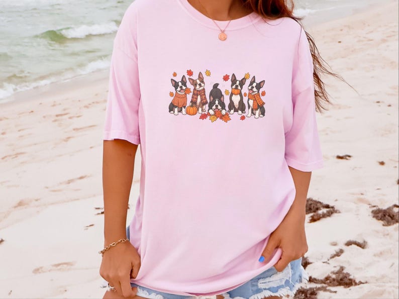 Boston Terrier Fall Shirt, Dog Lover Gift, Cozy Autumn Tee, Cute Puppy Shirt, Boston Terrier Owner Gift, Fall Dog Sweatshirt image 9