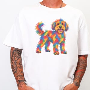 Camiseta de perro Schnoodle, regalo para dueños de Schnoodle, arte de perros colorido, camiseta con estampado de garabatos, ropa para amantes de los perros imagen 10