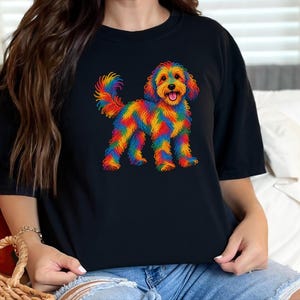 Cockapoo Shirt, Rainbow Dog Lover Gift, Colorful Puppy Tee, Doodle Mom Shirt, Dog Art Print image 1