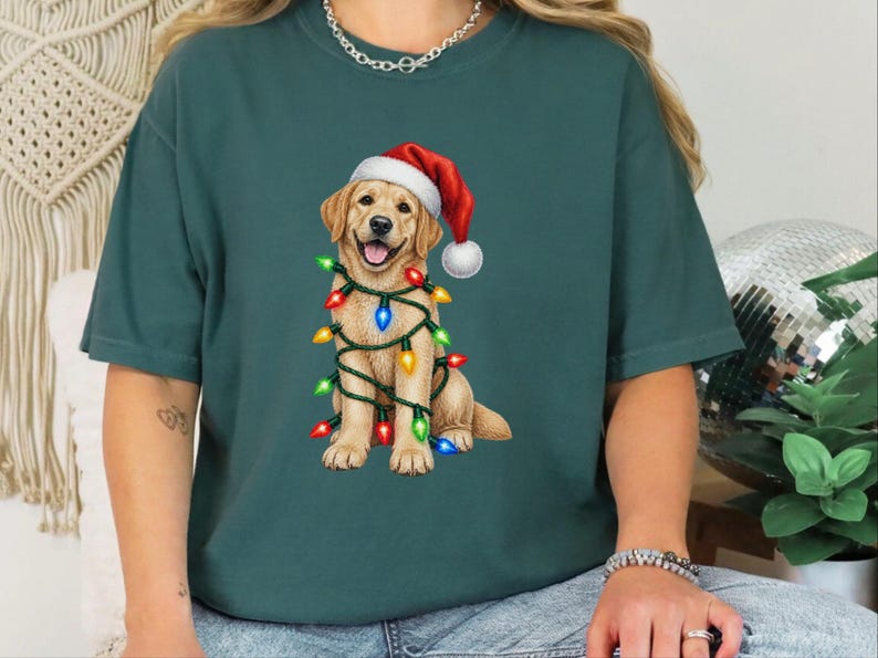 Maglietta natalizia per cani, regalo di Natale per Labrador giallo, maglietta per amanti dei cani per le feste, felpa natalizia per Labrador immagine 8