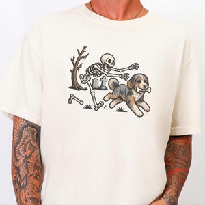Skeleton Dog Shirt, Aussiedoodle Halloween Shirt, Spooky Dog Tee, Dog Lover Gift, Funny Skeleton Shirt image 6